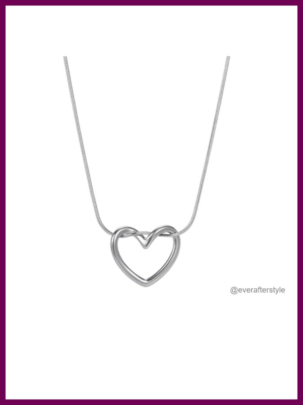 Stainless Steel Hollow Heart Pendant Necklace - Dainty Minimalist Chain